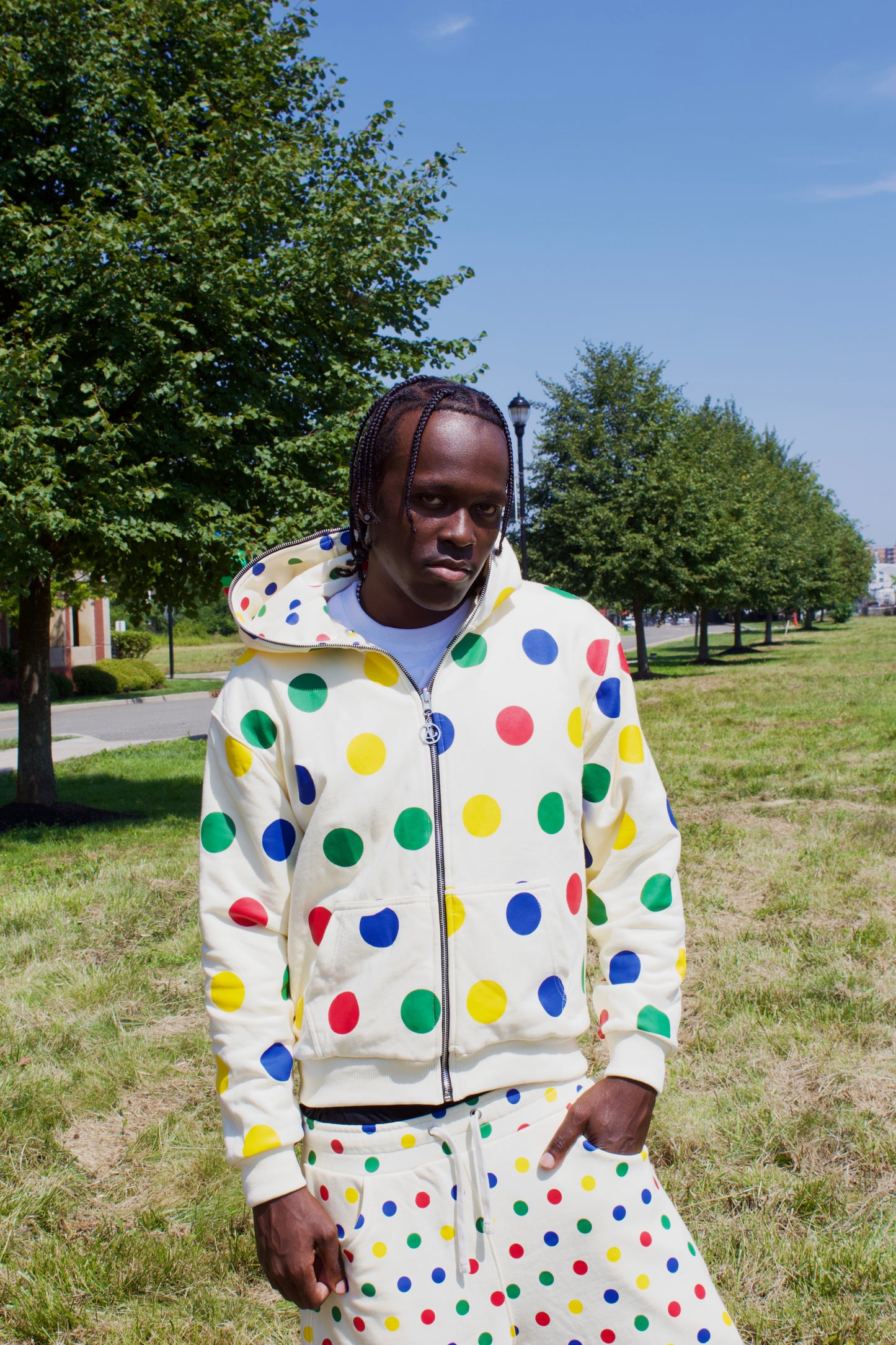 Cream Reversible Polka Hoodie
