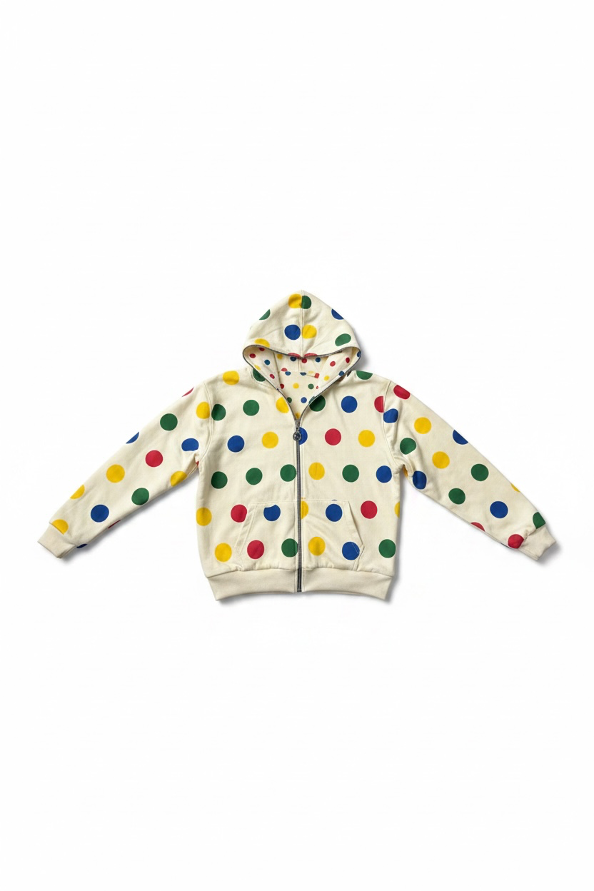 Cream Reversible Polka Hoodie