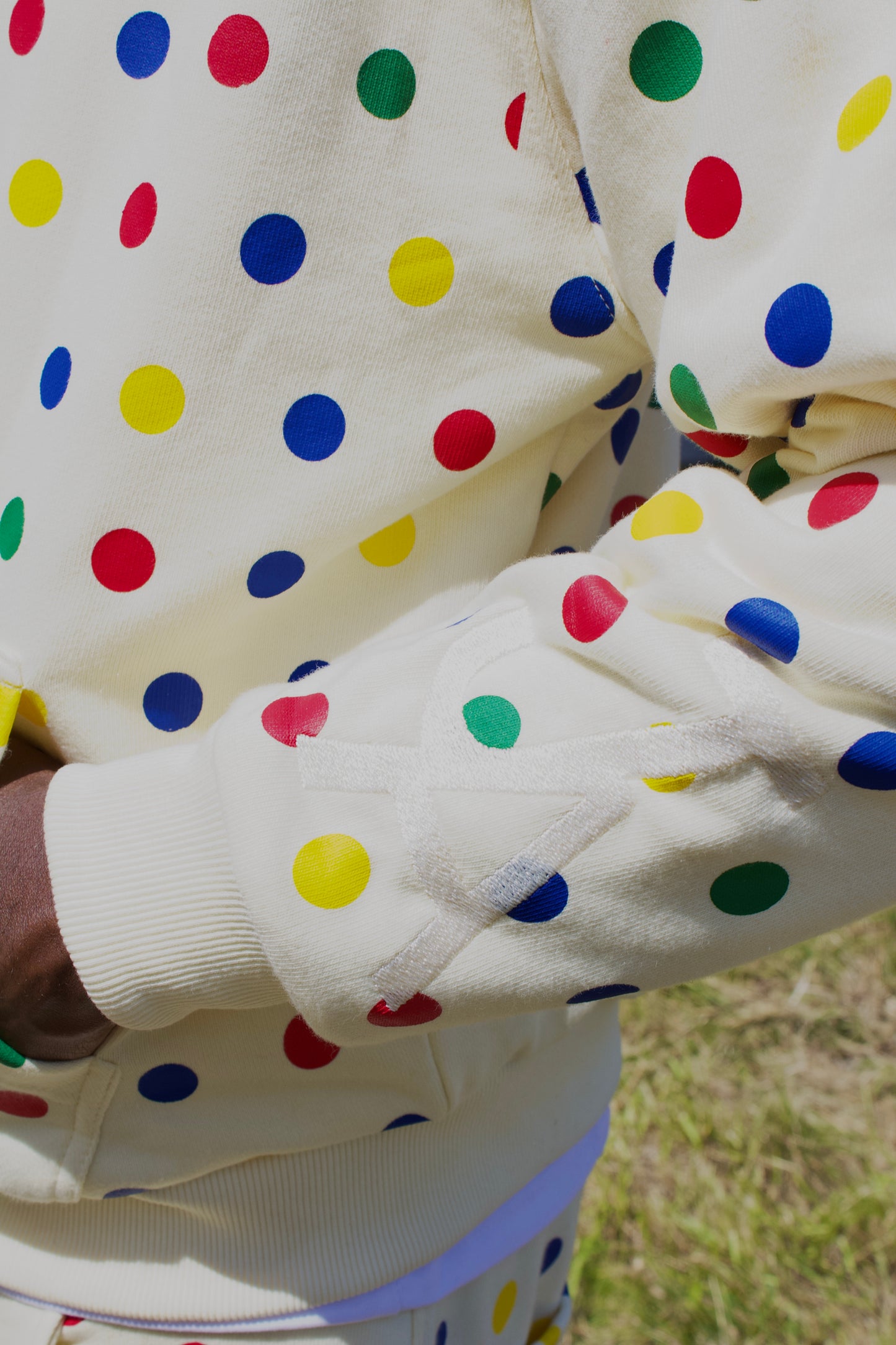 Cream Reversible Polka Hoodie