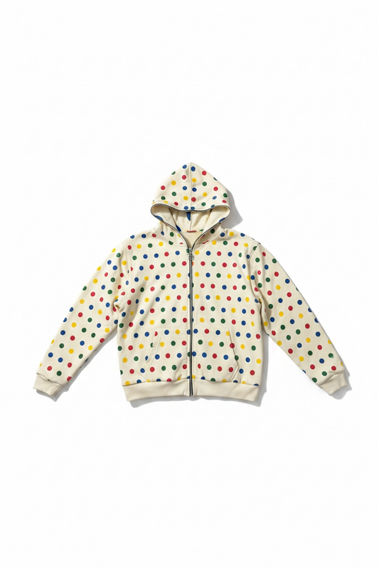 Cream Reversible Polka Hoodie