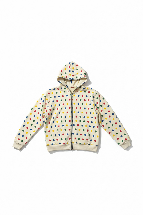 Cream Reversible Polka Hoodie